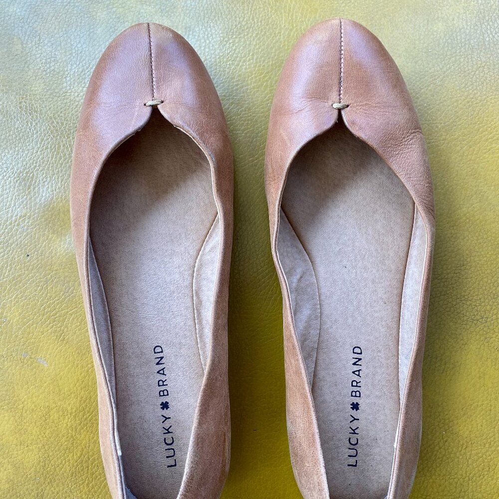Lucky Brand Camel Light Brown Leather Flats Size 9